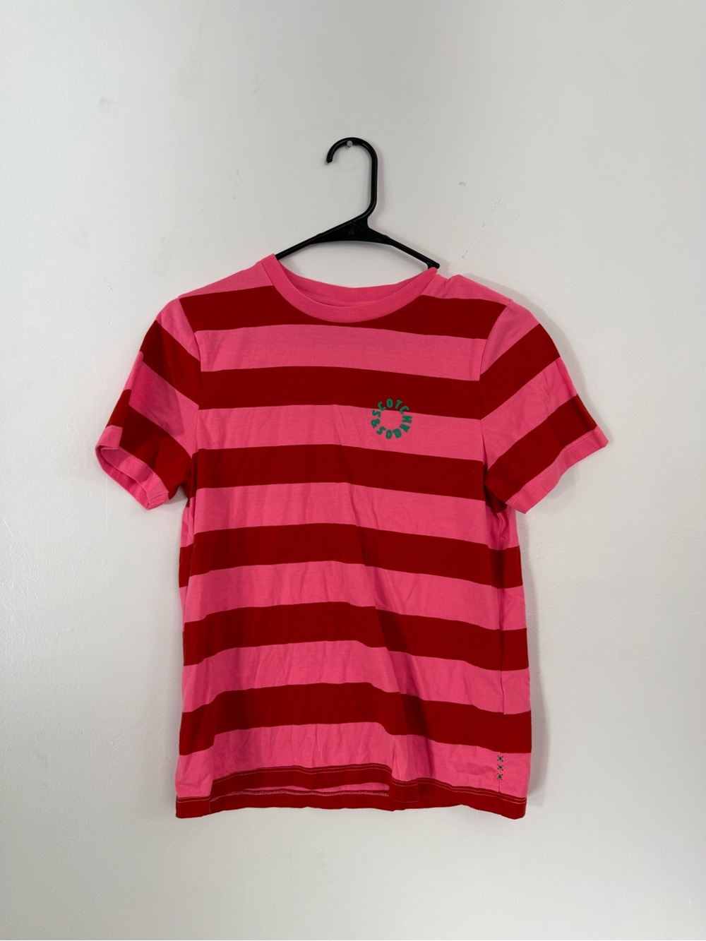 Pink & Red Striped Short Sleeve Tee - Casual Everyday Top